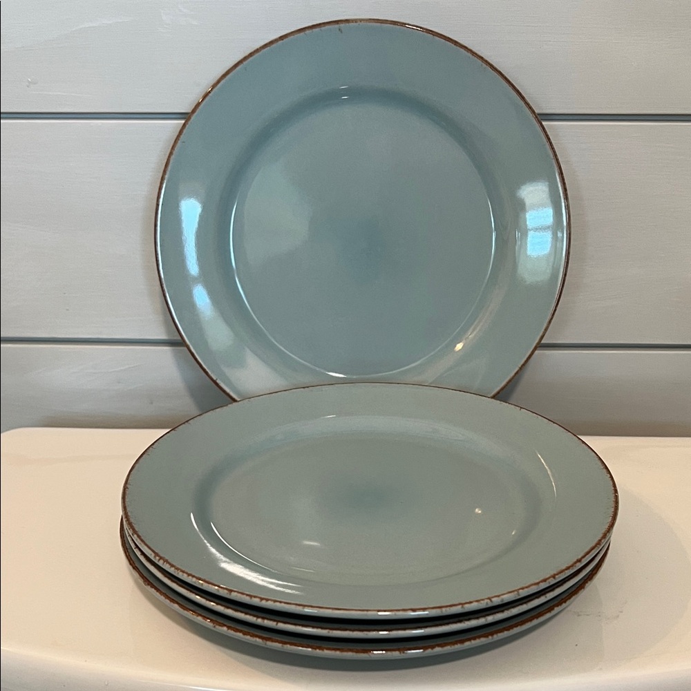 Thompson Pottery Sonoma Blue/Green Haze Stoneware 8” Salad plates. Set of 4.